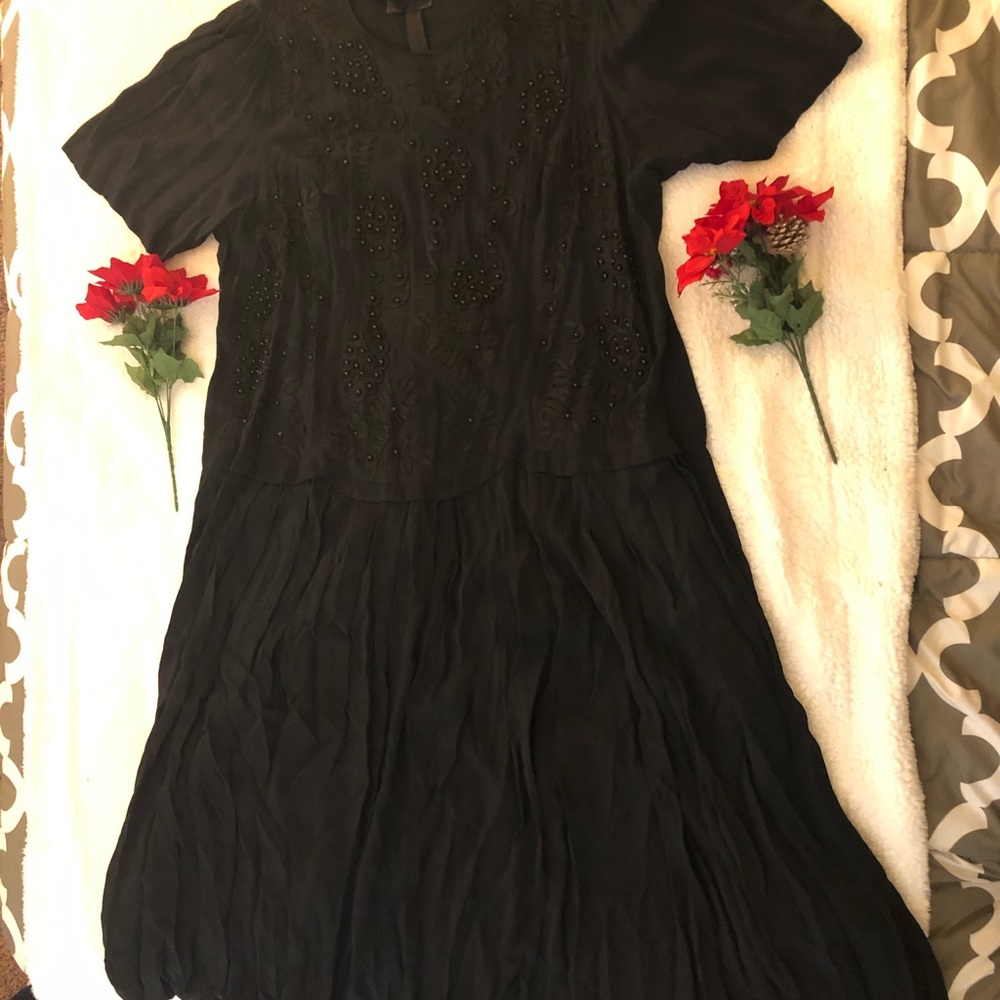 Formal floor-length black beaded dress